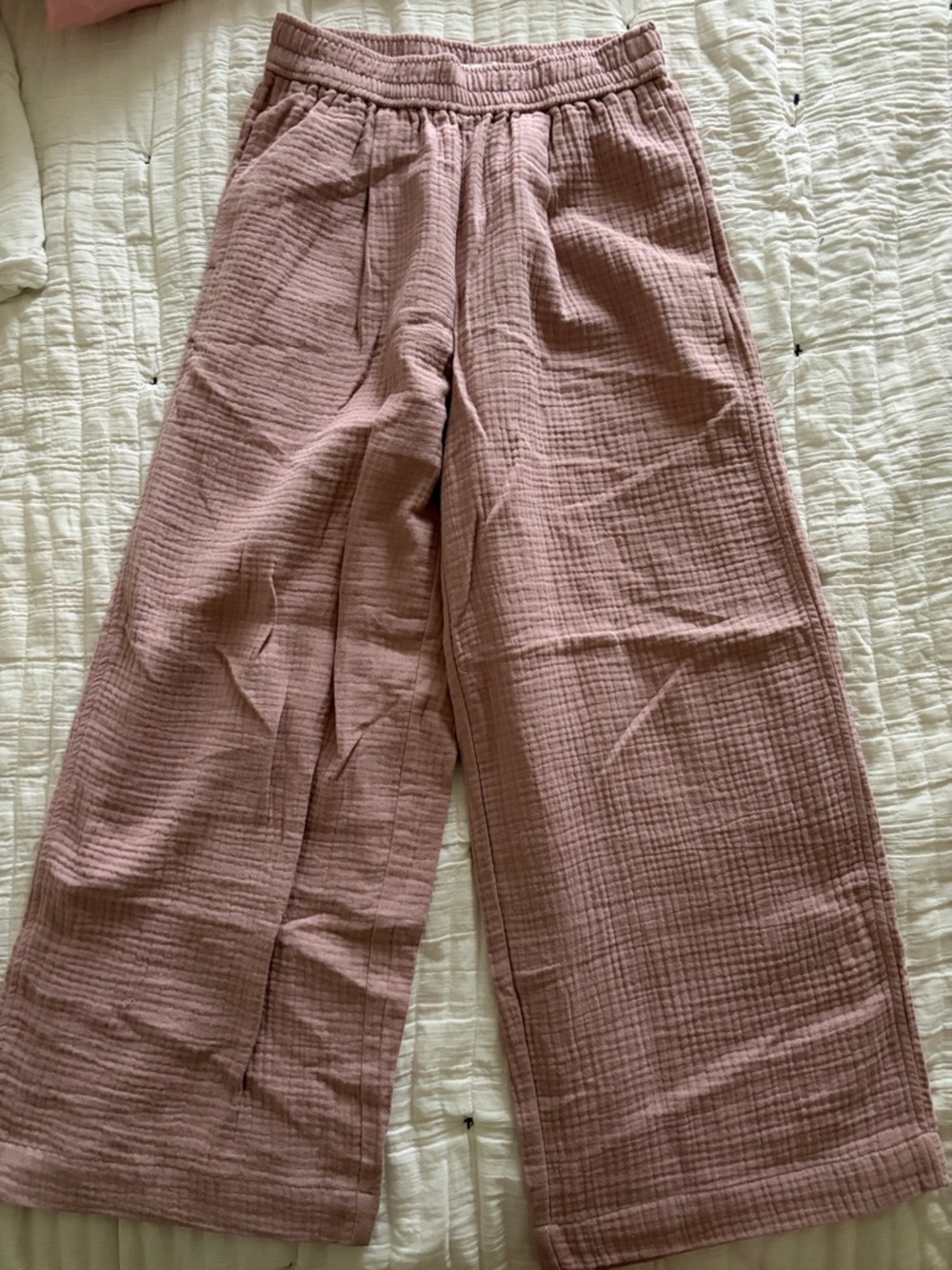 Madewell Cotton Dusty Rose Elastic Waist Gauze Pants